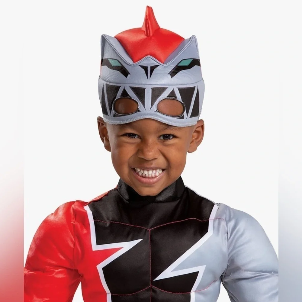 Red Power Ranger Muscle Costume Power Rangers Dino Fury Outfit with Mask toddler